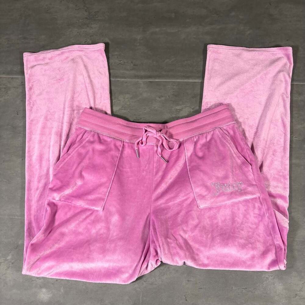 Juicy Couture Pink Velour Wide Leg Sweatpants Size L